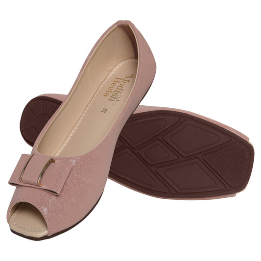 Casual Textured Pink Flat Shoes