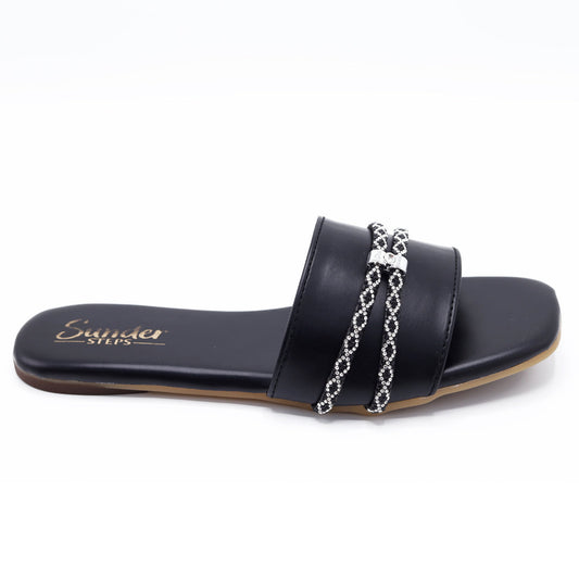 Black Rhinestone Flat-002