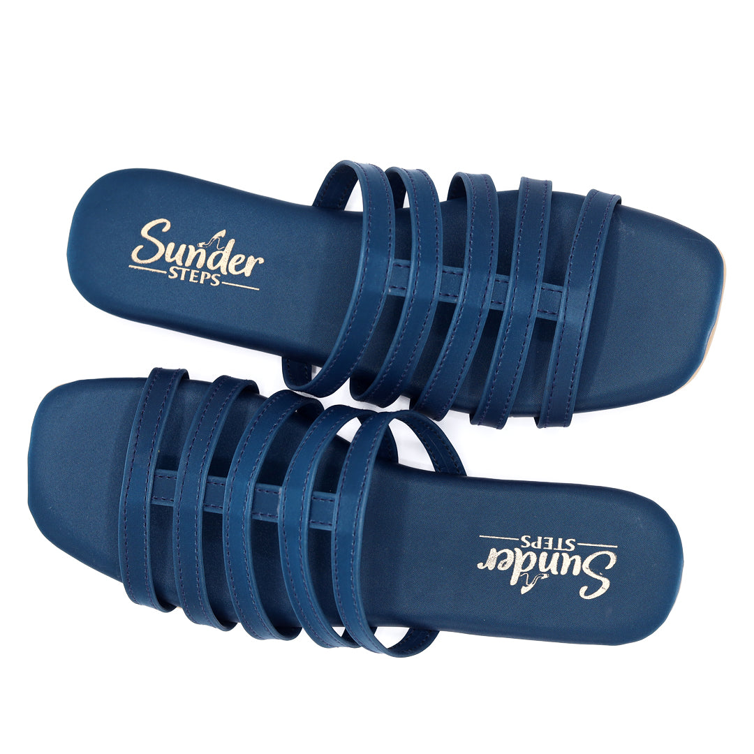 Navy Blue Multi-Strap Flat-012