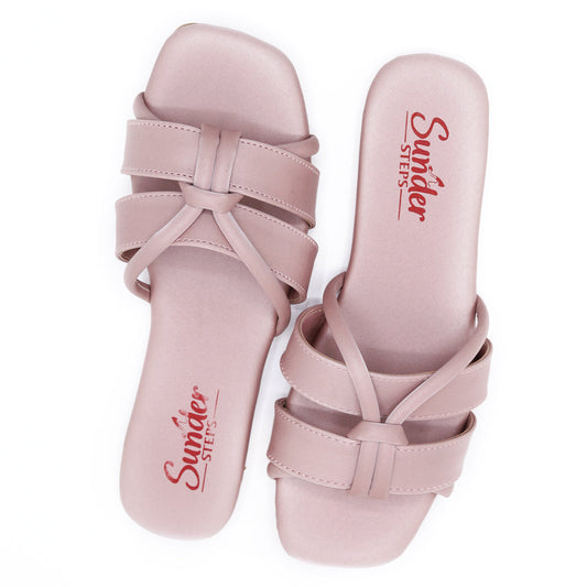 Blush Pink Knot Strap Flats-010