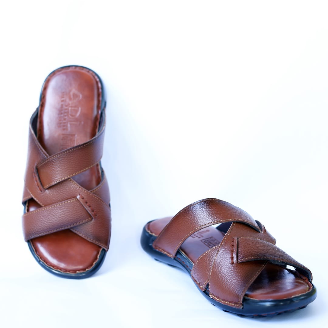 Leather Cross-Strap Slipper – Stylish & Comfortable ART-8126