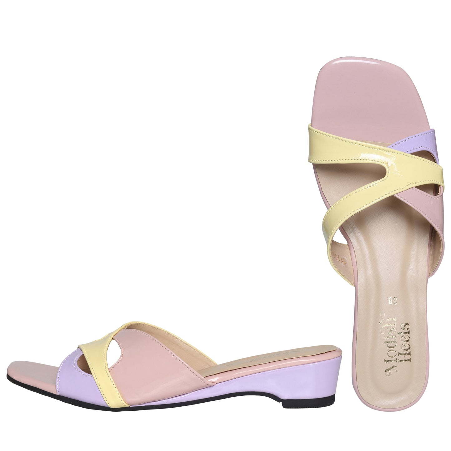 Pastel Criss-Cross Flat Slides