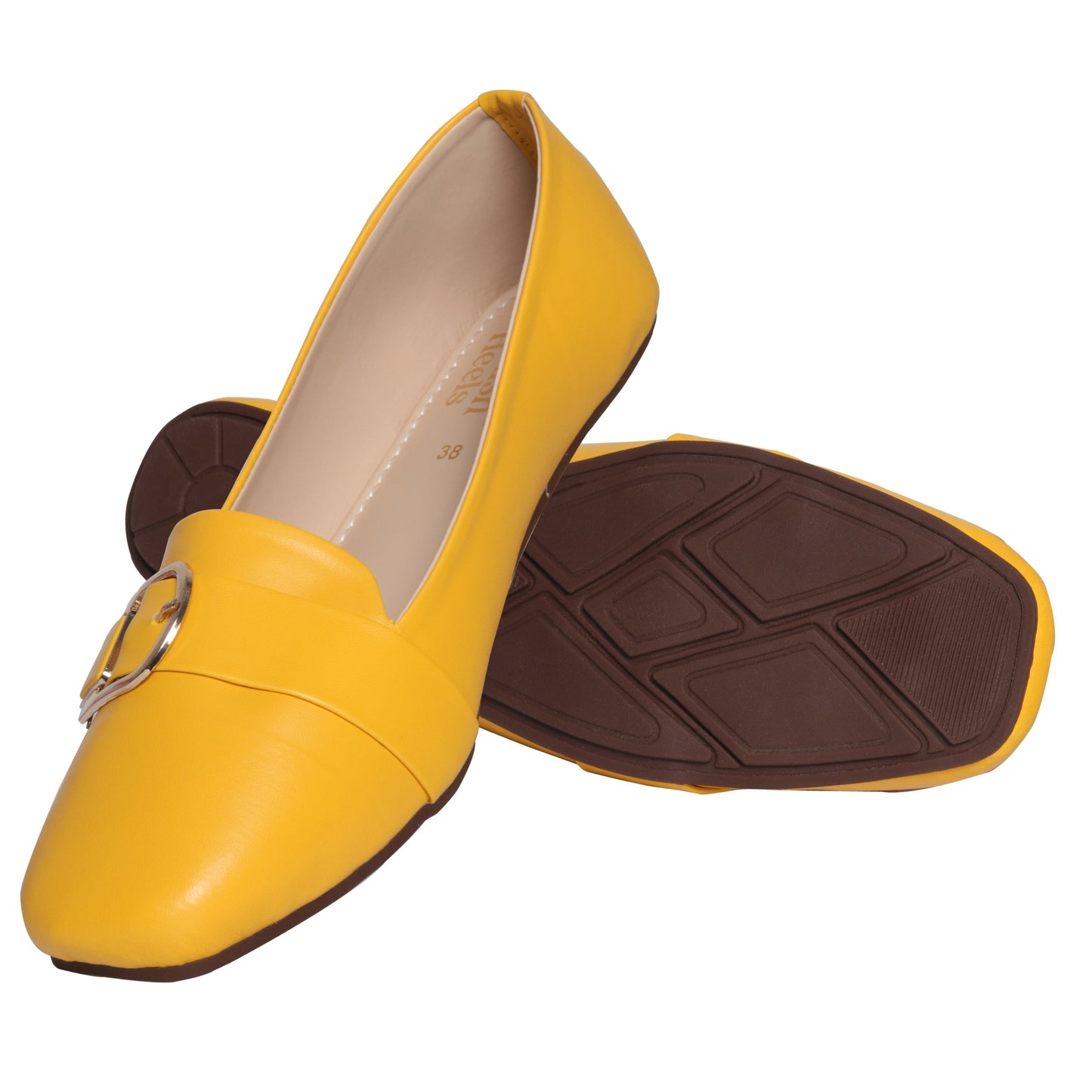 Chic Faux Leather Yellow Loafers
