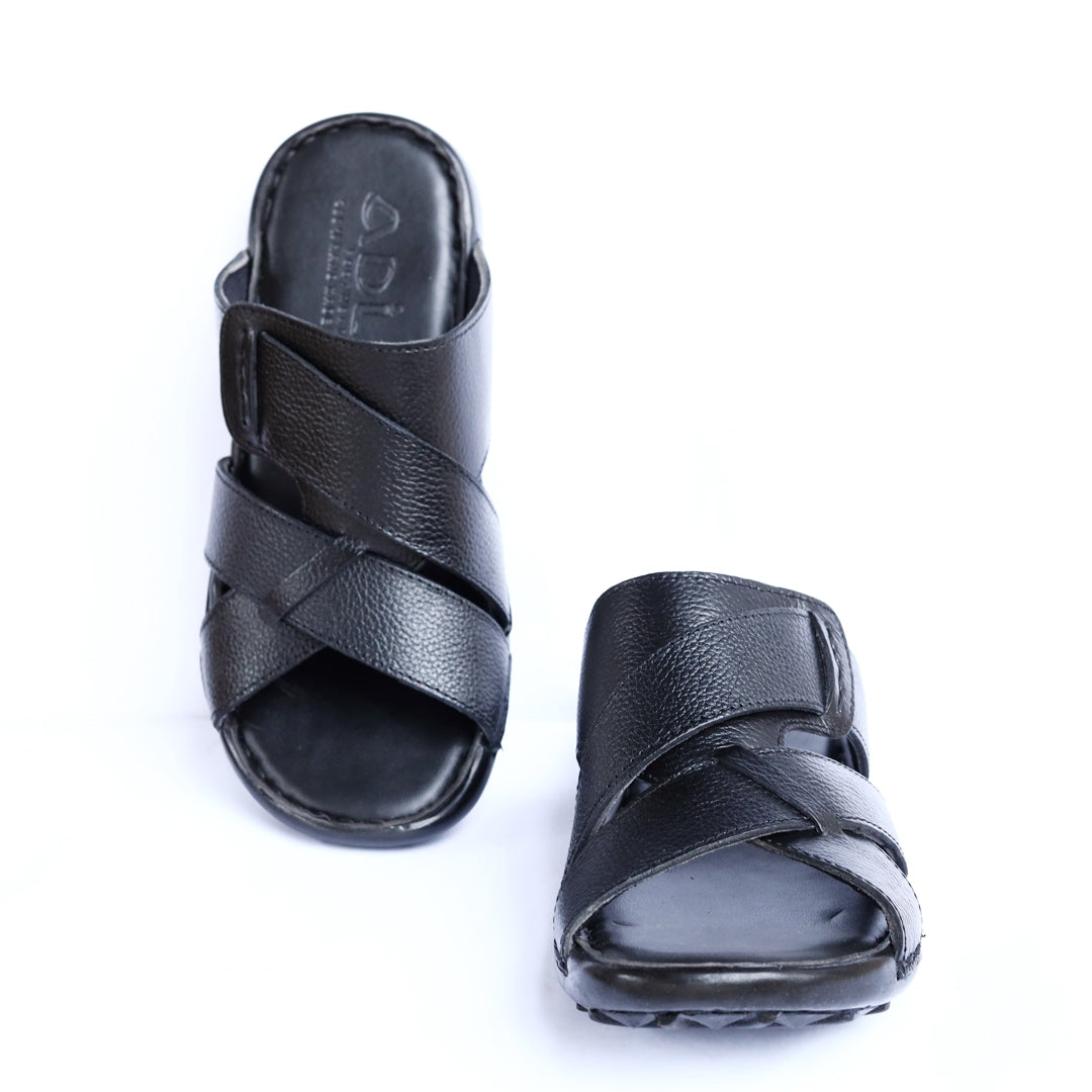 Men’s  Leather Cross-Strap Slippers – Stylish & Comfortable Open-Toe ART-8122