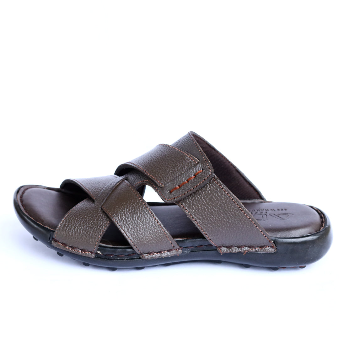 Men’s  Leather Cross-Strap Slippers – Stylish & Comfortable Open-Toe ART-8122