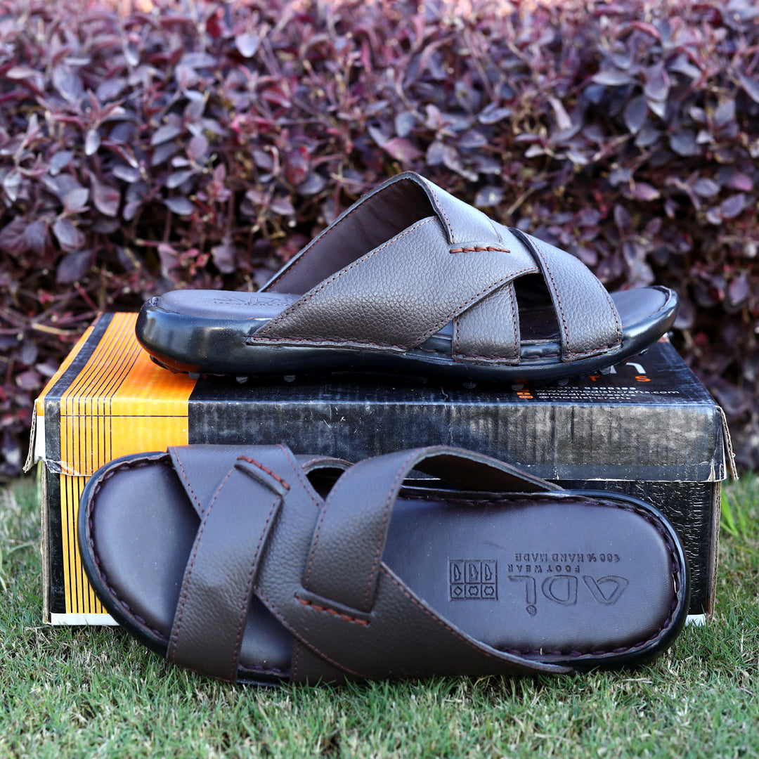 Leather Cross-Strap Slipper – Stylish & Comfortable  ART-8126