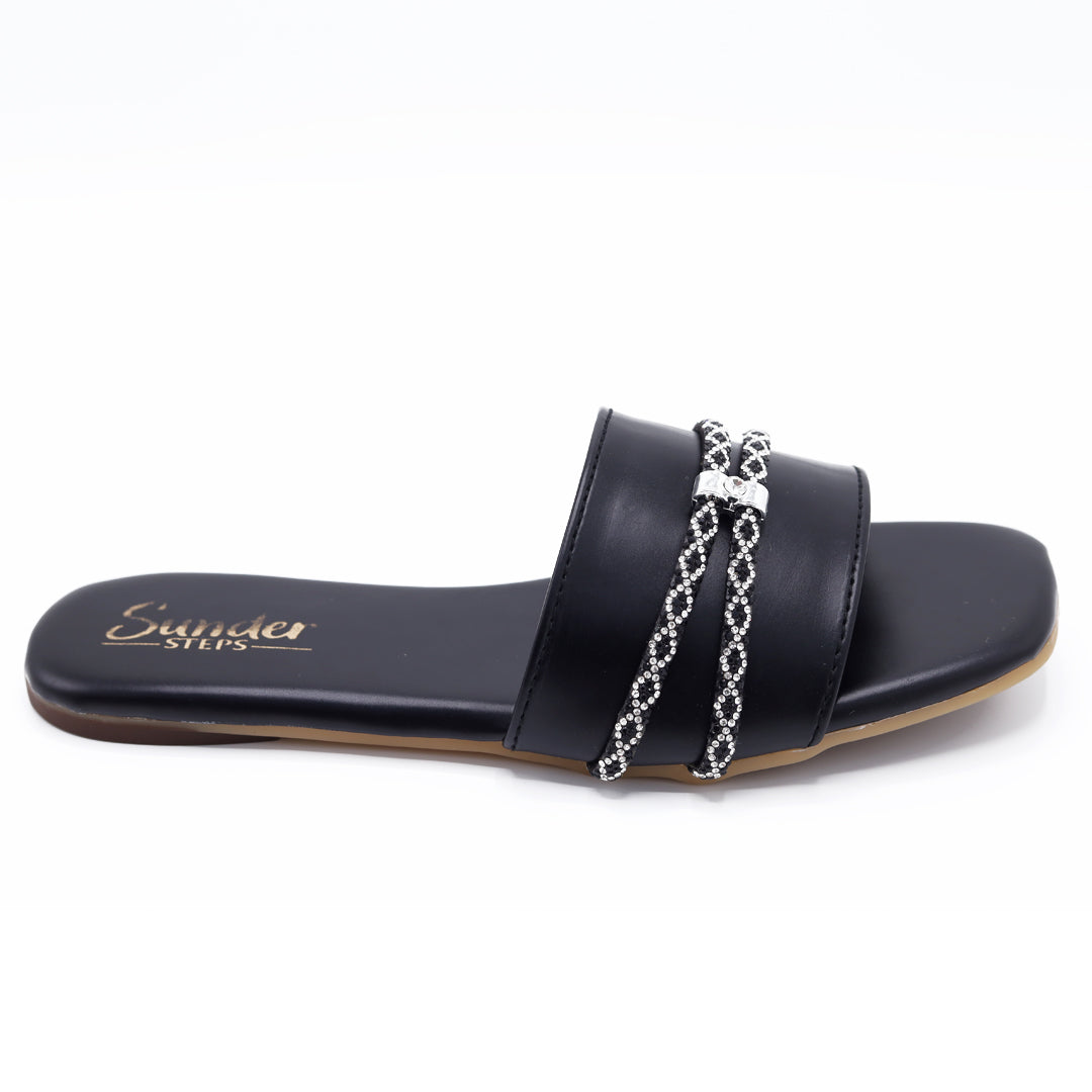Black Rhinestone Flat-002