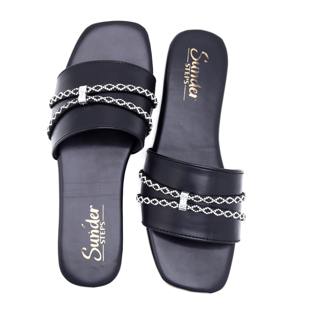 Black Rhinestone Flat-002