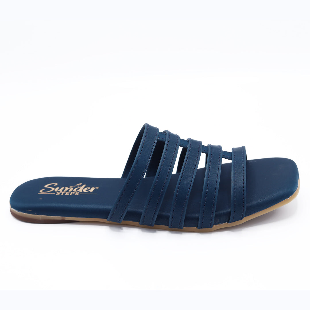 Navy Blue Multi-Strap Flat-012