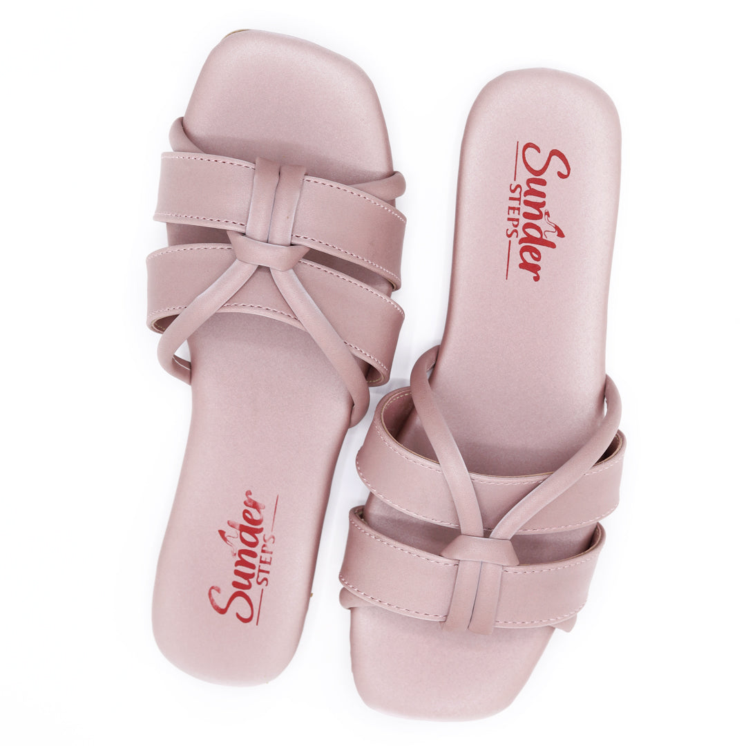 Blush Pink Knot Strap Flats-010