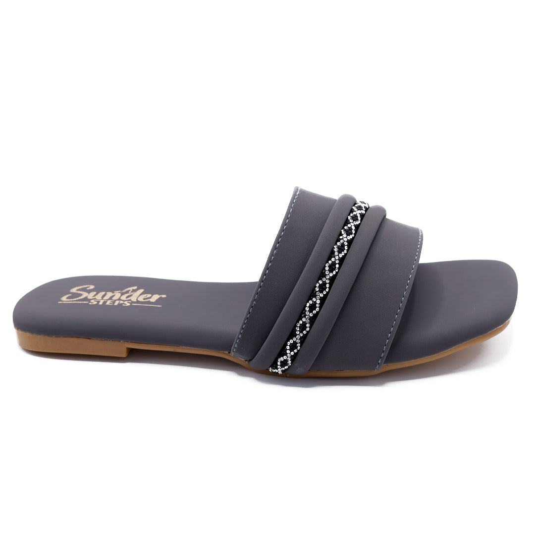 Grey Flats with Braided Straps-007