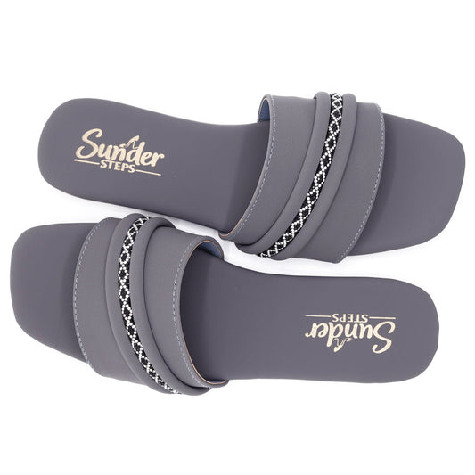 Grey Flats with Braided Straps-007