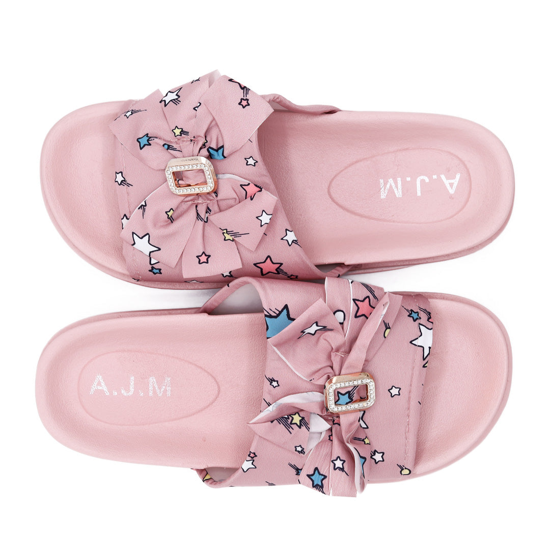 Comfy Foam Slides – Starry Pink Bow Style .Art A10