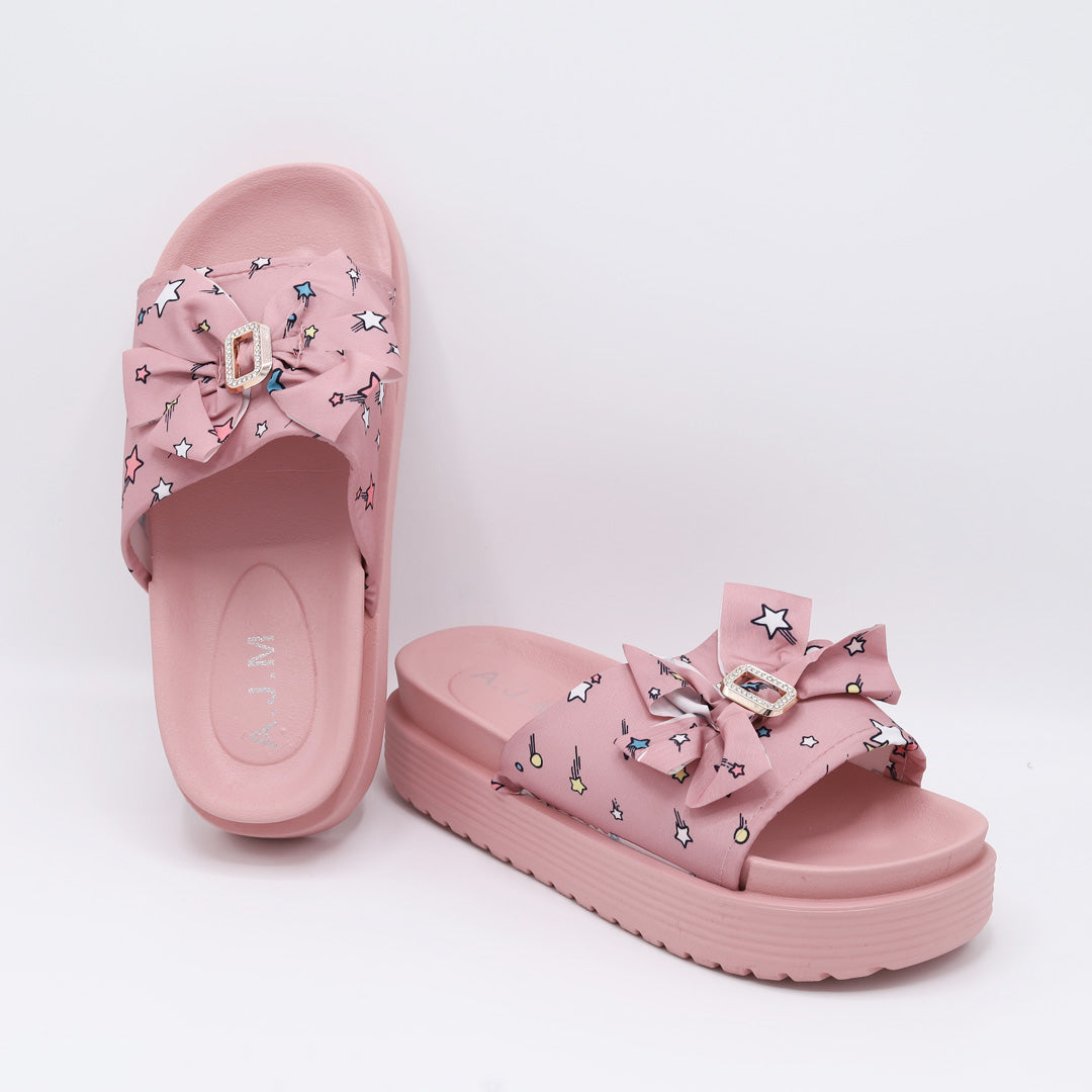Comfy Foam Slides – Starry Pink Bow Style .Art A10