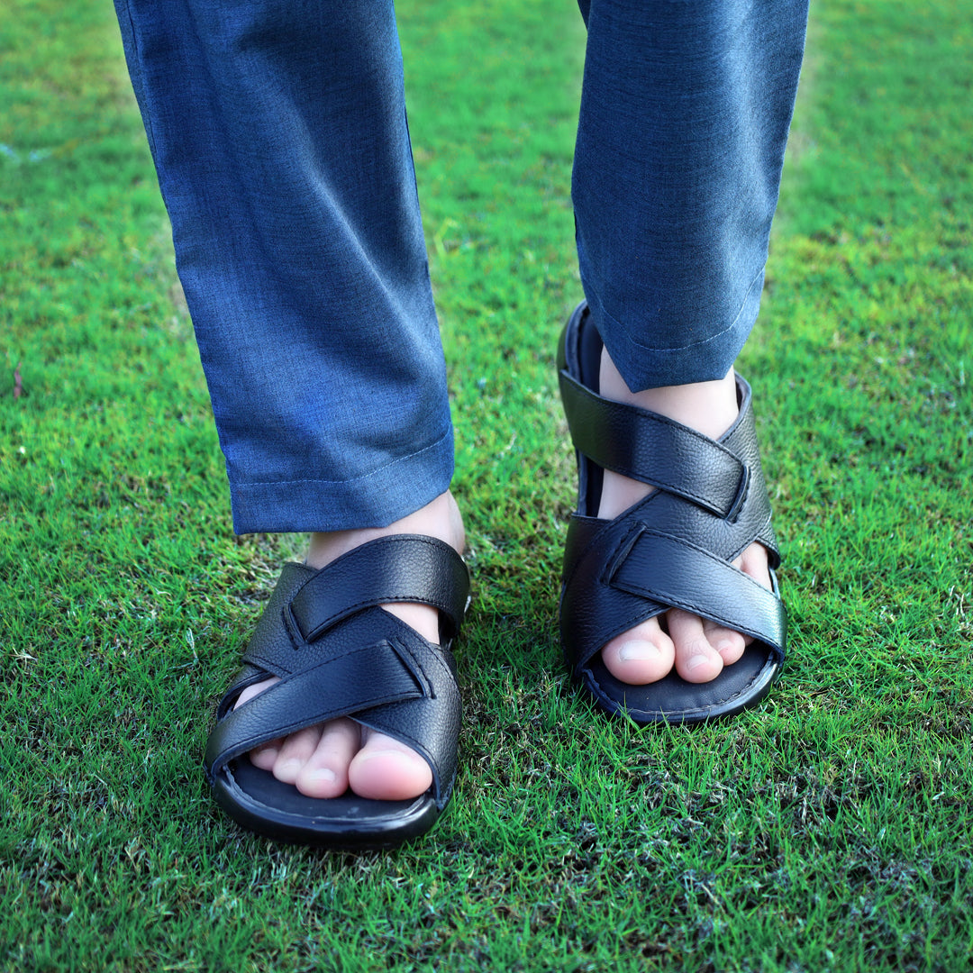 Leather Cross-Strap Slipper – Stylish & Comfortable  ART-8126