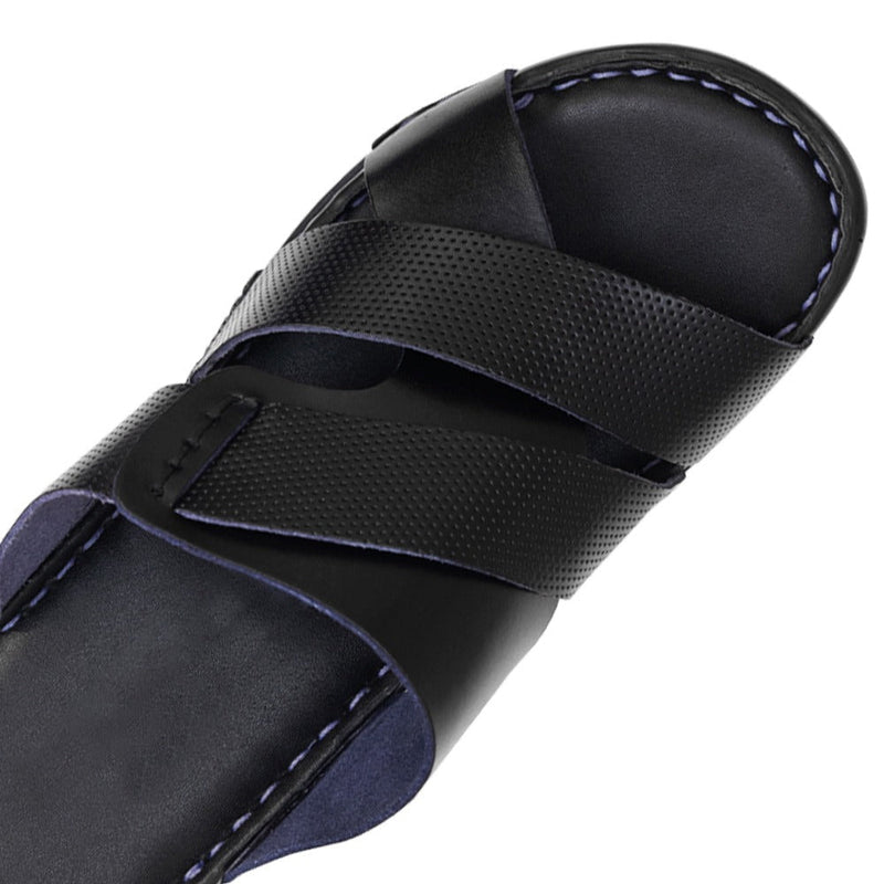 Hand Made Leather Slippers (Black) - Modish Crafts