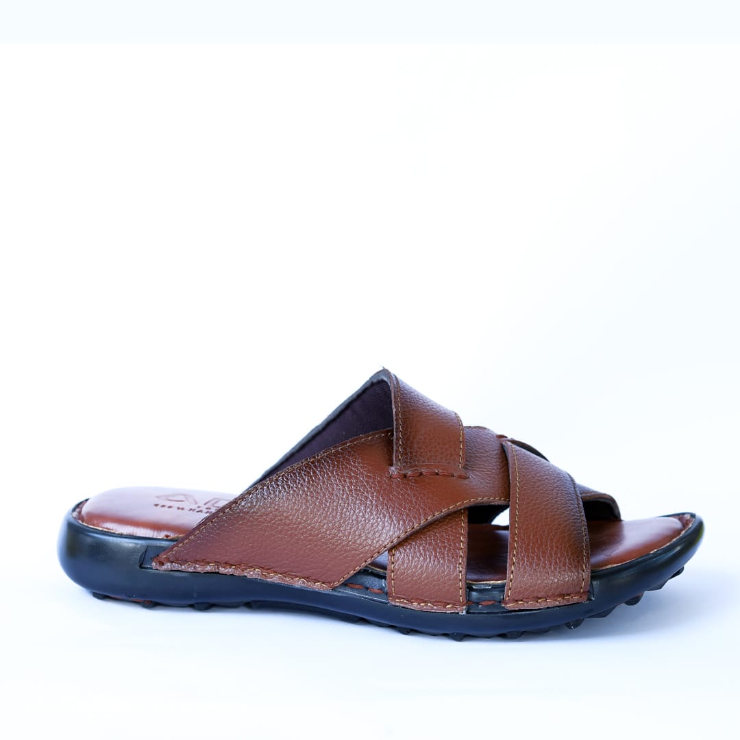 Leather Cross-Strap Slipper – Stylish & Comfortable  ART-8126