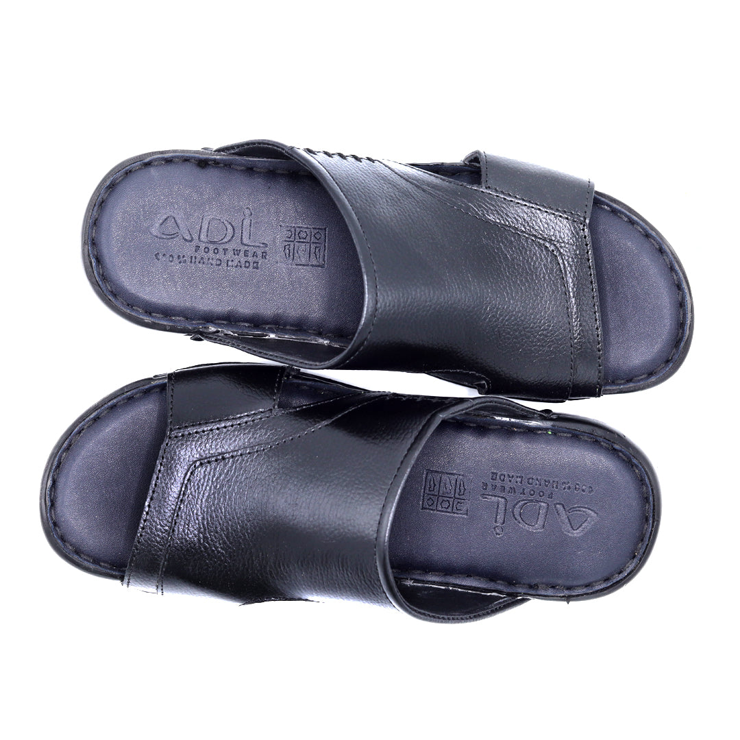 Pure leather Slippers Art 8112 Black – Modish Crafts Pure leather Slippers Art 8112 Black – Modish Crafts