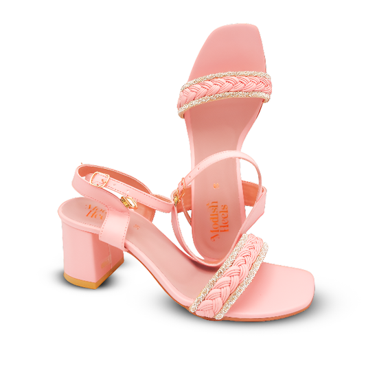Braided Strap Block Heel Sandals