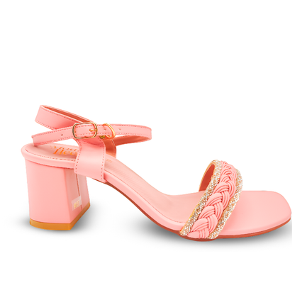 Braided Strap Block Heel Sandals